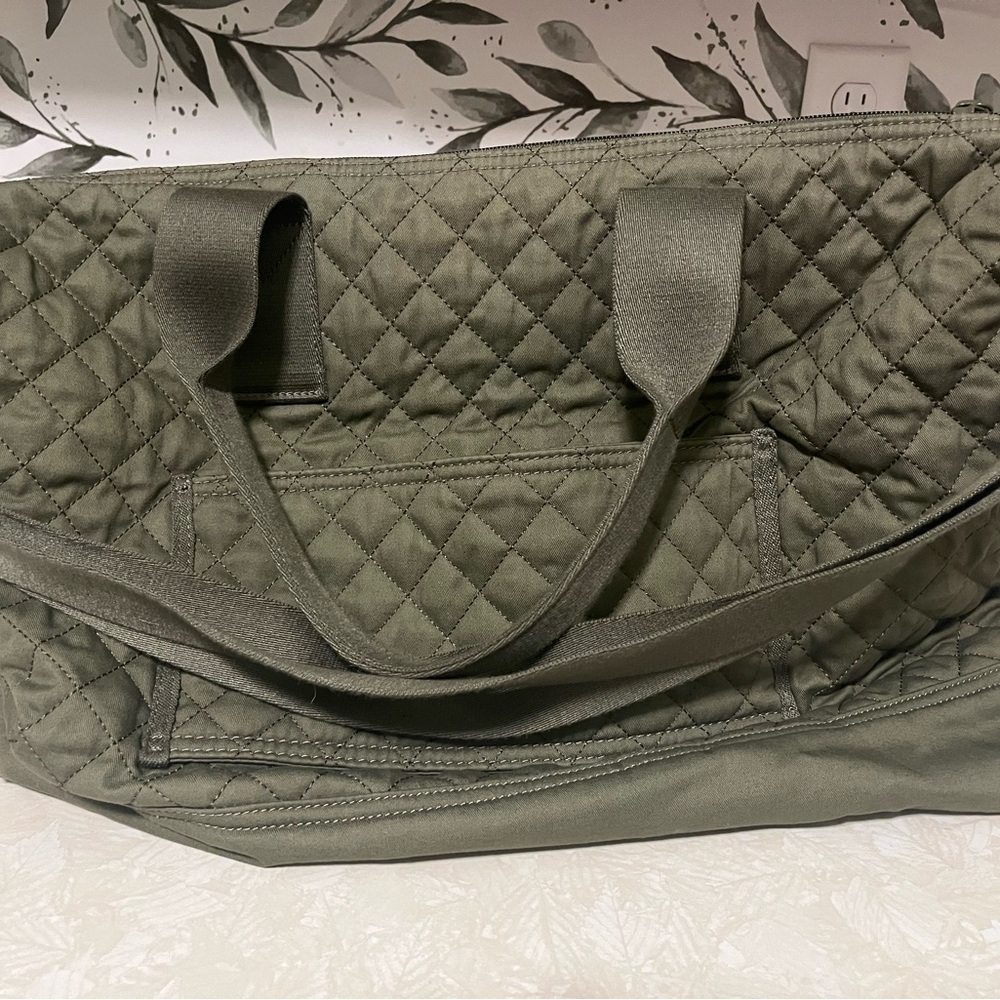 Lands' End Gray Quilted Weekender Bag
